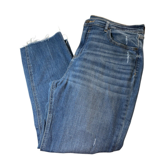 Old Navy The Power Jeans Straight Ankle Size 16 Womens Blue Denim Destroyed Fray - Picture 3 of 10